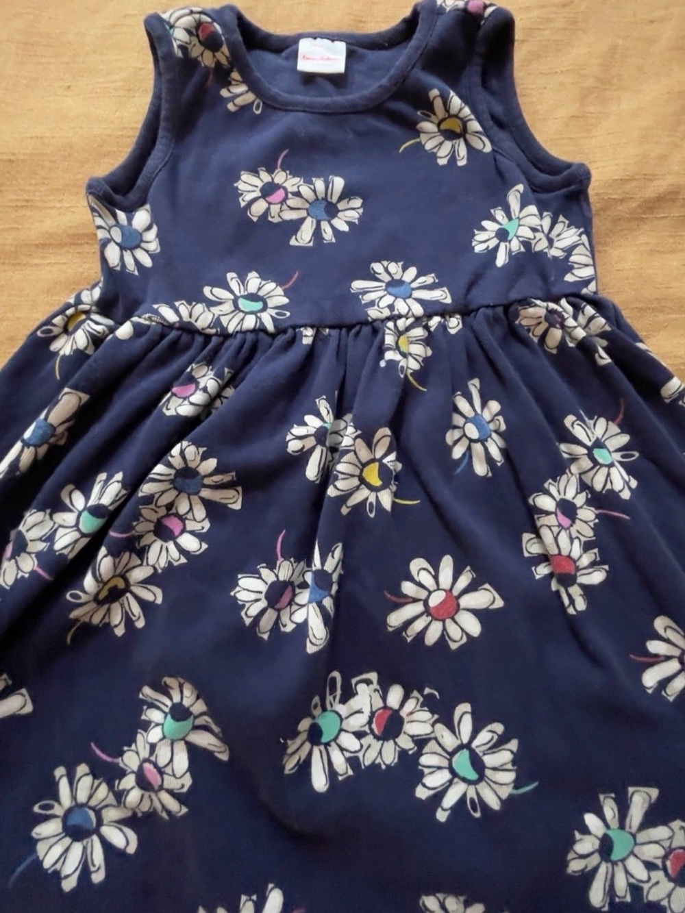 Hanna Andersson Girls Daisy Floral Twirl Dress Size 5 Navy Organic Cotton